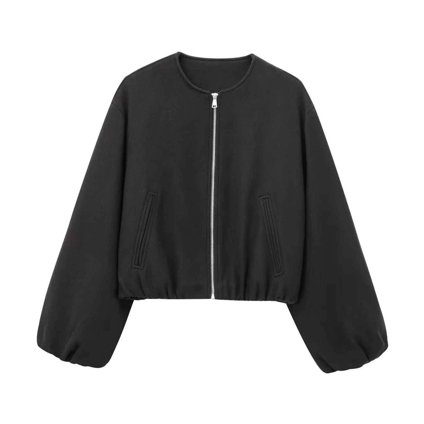 SOLYVIA Cropped Bomber Jacket