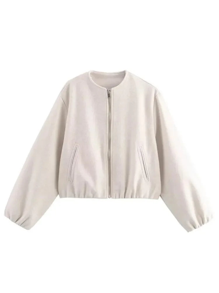 SOLYVIA Cropped Bomber Jacket