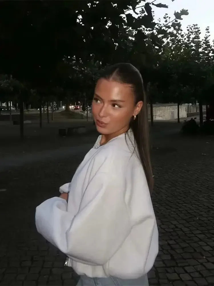 SOLYVIA Cropped Bomber Jacket