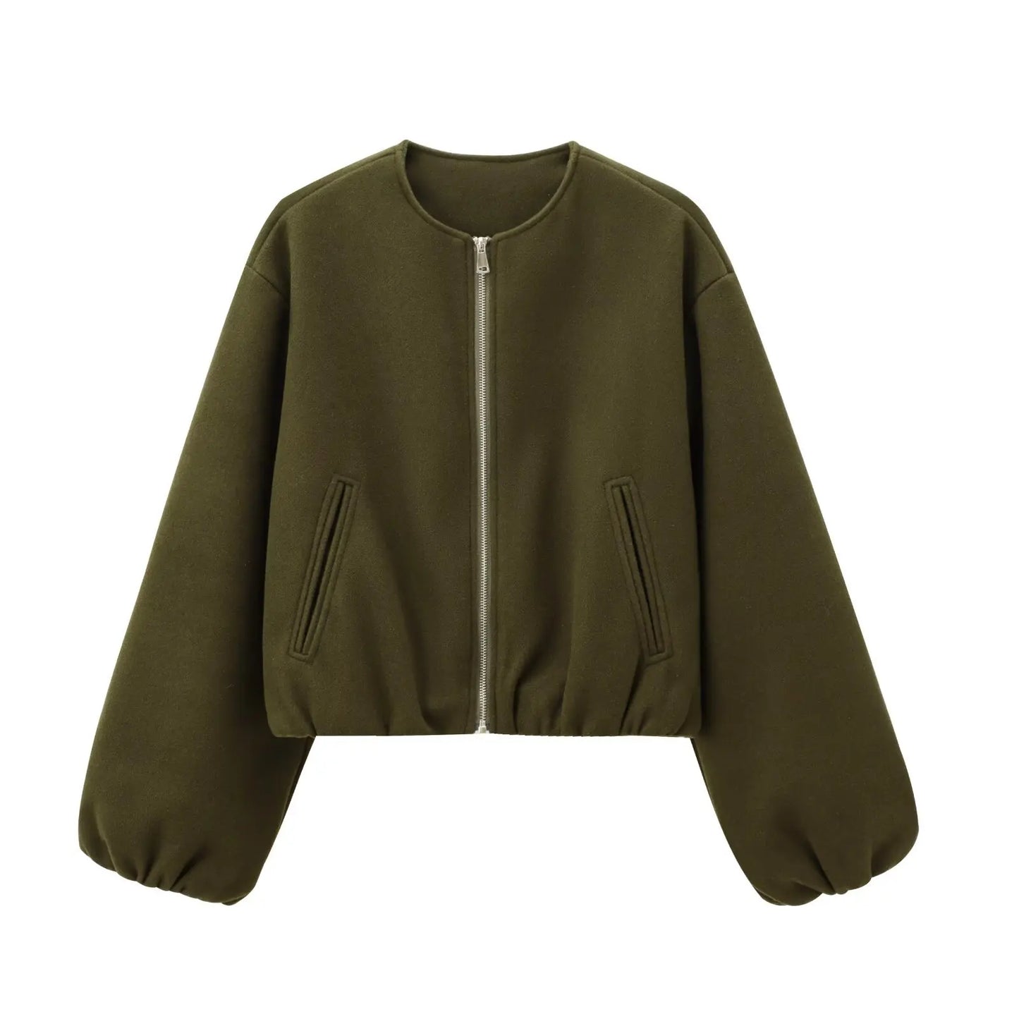 SOLYVIA Cropped Bomber Jacket
