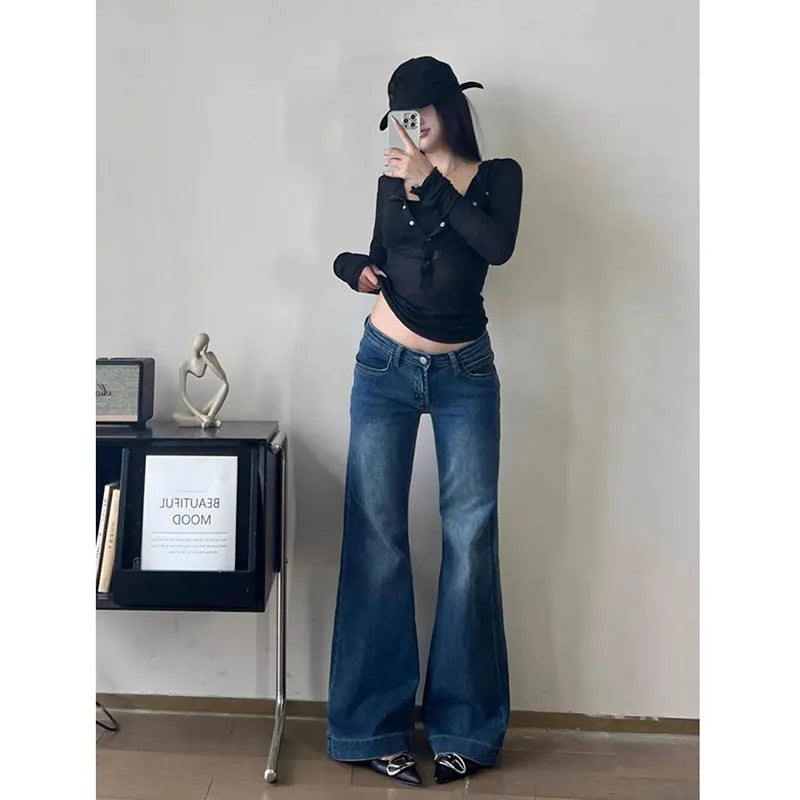 SOLYVIA Y2K Streetwear Low-Waisted Jeans
