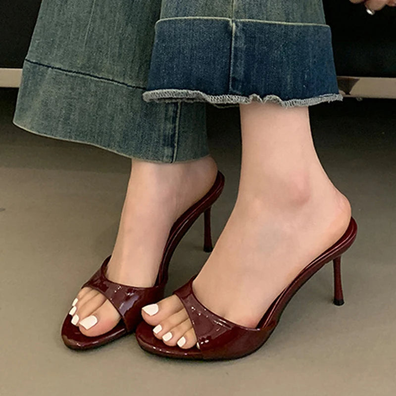 SOLYVIA Wine Red Sandal High Heels