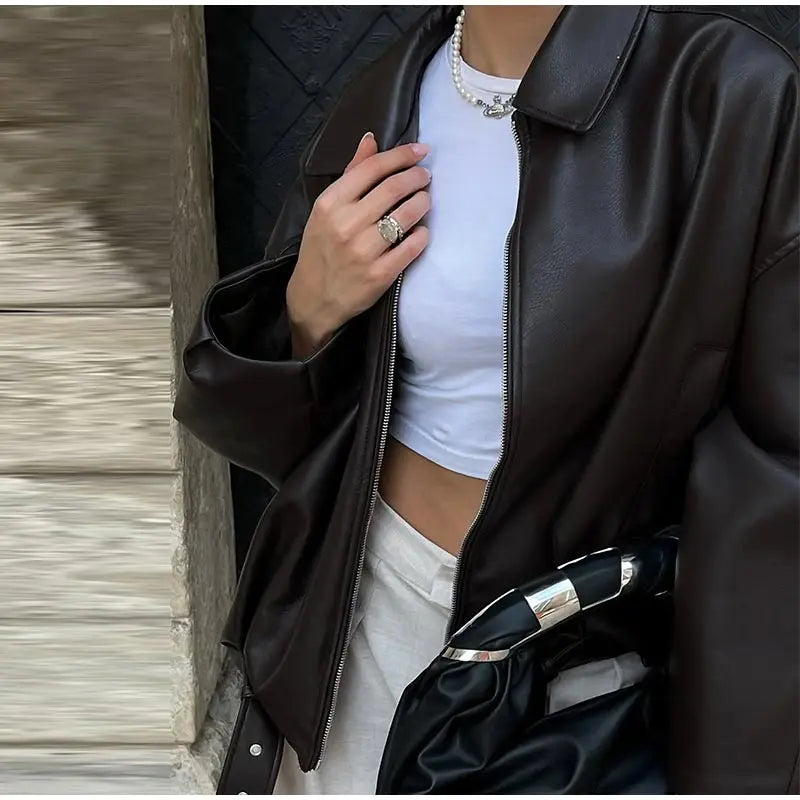 SOLYVIA Bomber Jacket Coat With Belt Loose