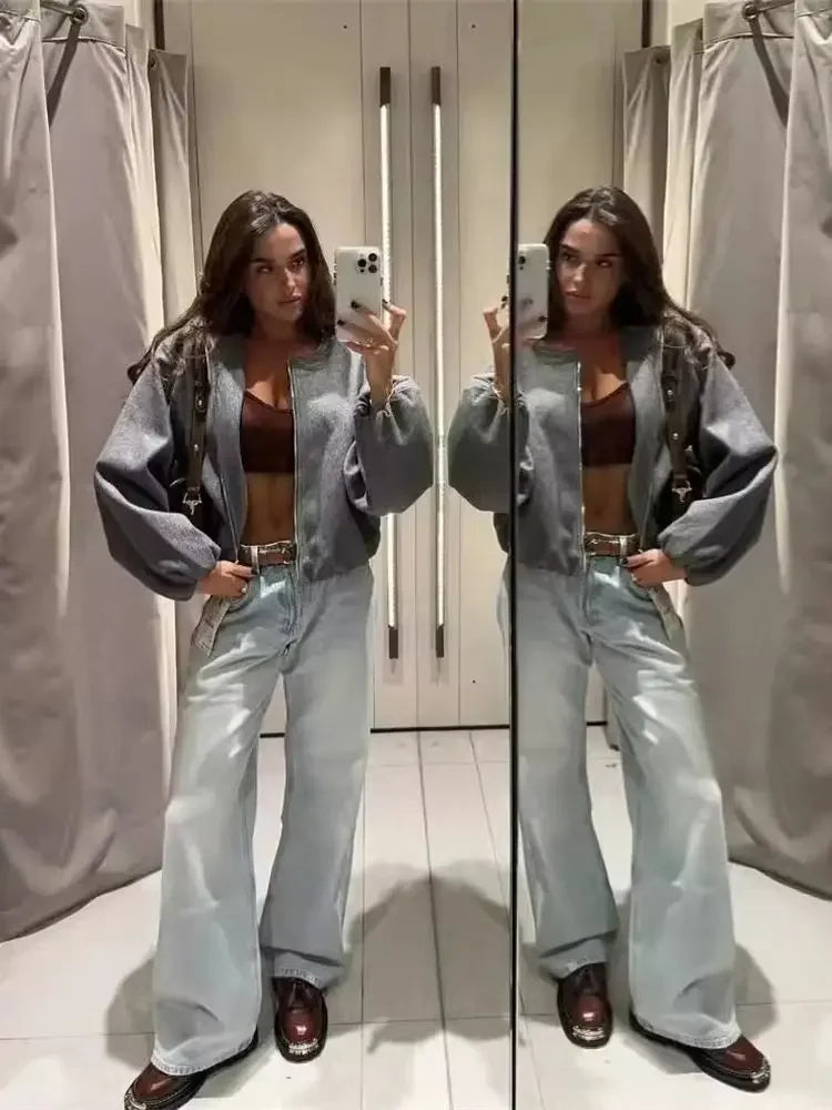 SOLYVIA Cropped Bomber Jacket