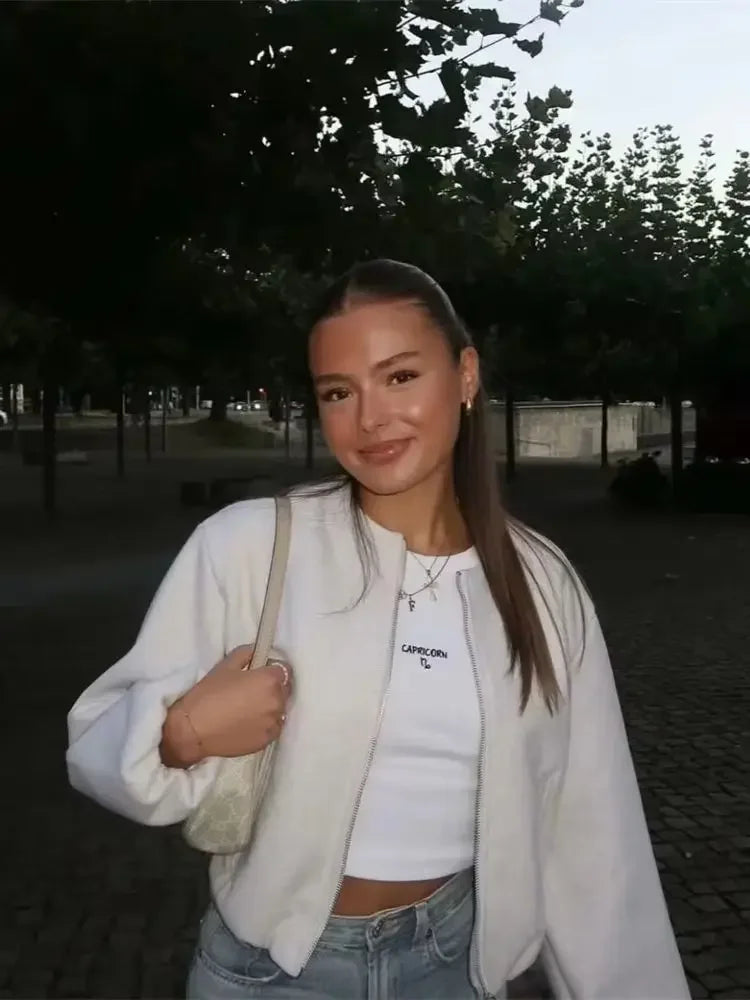 SOLYVIA Cropped Bomber Jacket