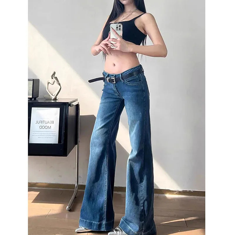 SOLYVIA Y2K Streetwear Low-Waisted Jeans